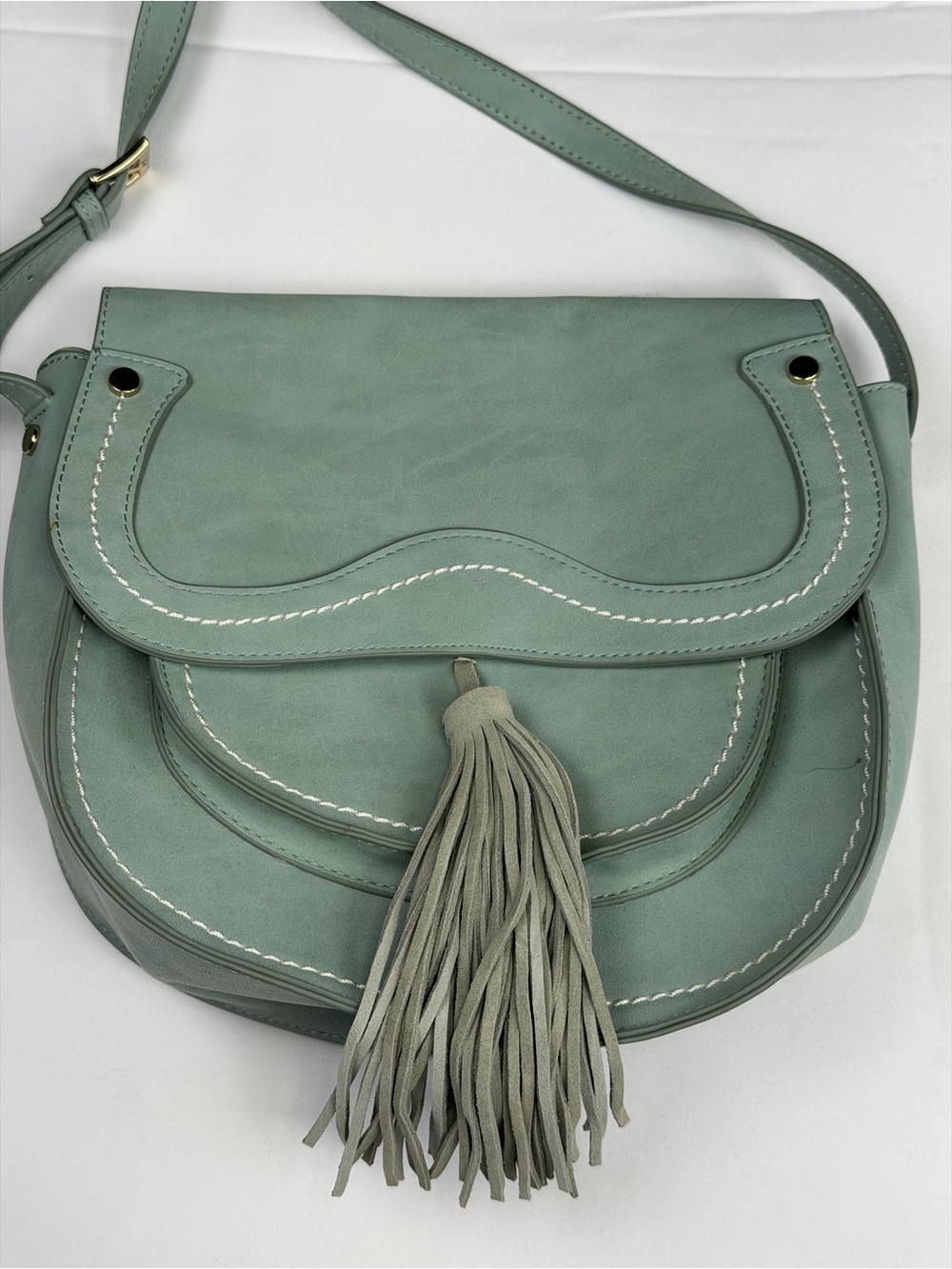 Steve Madden Sage Green Tassel Crossbody Bag